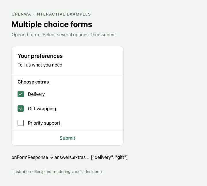 Illustration of a form with several checked options